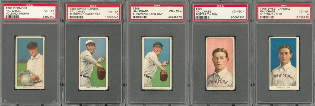 1909-11 T206 White Border Hal Chase PSA VG-EX 4 Collection (5 Different)